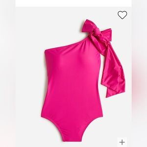 J. Crew Magenta Hot Pink Fuchsia one shoulder bow swimsuit one piece 16 NWT